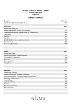 New Holland W270C, W300C Wheel Loader Service Manual Repair Shop Book