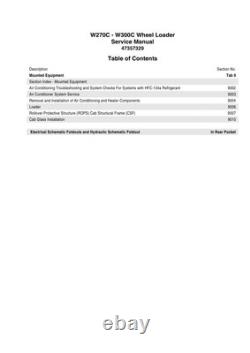 New Holland W270C, W300C Wheel Loader Service Manual Repair Shop Book