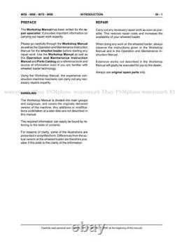 New Holland W50 W60 W70 W80 Workshop Service Manual Wheel Loader