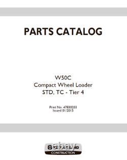 New Holland W50c Compact Wheel Loader Std, Tc Tier 4 Parts Catalog