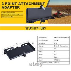PREENEX 3 Point Attachment Adapter Hitch for Skid Steer Tractor Loader Grade-50