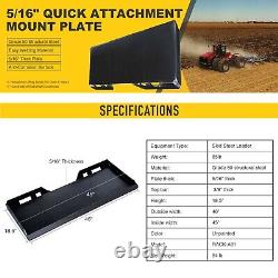 Quick Attachment Mount Plate 1/2 1/4 5/16 3-Point Adapter Skid Steer Tractors
